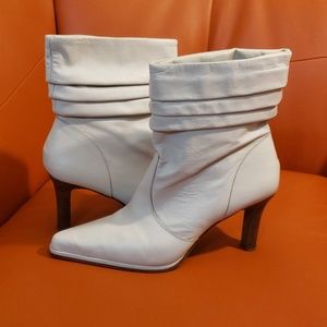 Leather Cream Booties